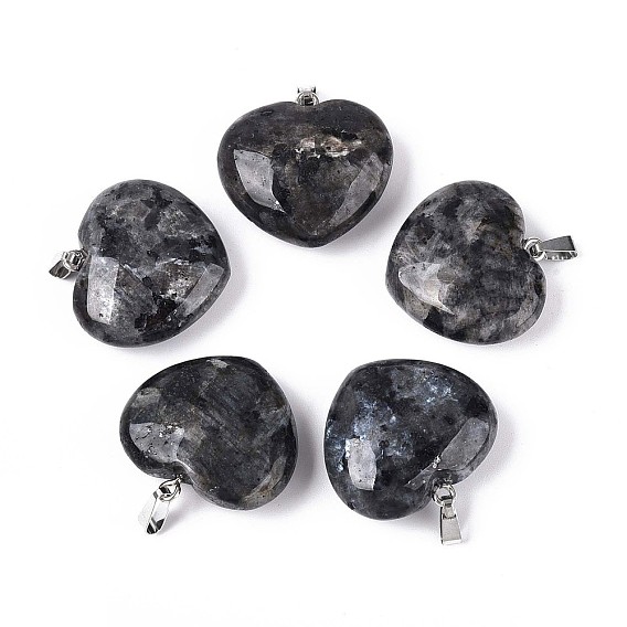 Природные каменные подвески, сердце прелести, с 201 защелкой из нержавеющей стали на поручнях, цвет нержавеющей стали
