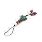 Christmas Handmade Lampwork Mobile Straps, with Wood & Synthetic Lava Rock & Natural Tiger Eye Beads, Nylon Thread Mobile Accessories Decoration, Snowman/Glove/Tree