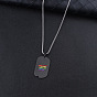 304 Stainless Steel Rainbow Pride Rectangle Dog Tag Pendant Necklaces for Men