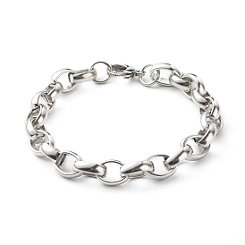 304 Stainless Steel Rolo Chain Bracelets, Polishing