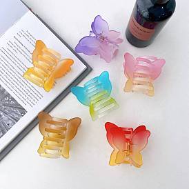 Frosted Transparent Resin Butterfly Hair Claw Clip, Gradient Color Hair Clip for Girls Women