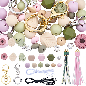 Наборы для самостоятельного изготовления брелоков, включают силиконовые фокусные бусины, металлический брелок с застежкой в виде клешни омара, шарнирные застежки-клешни, пружинное кольцо ворот, искусственная кожа большие подвески с кисточками