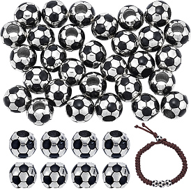 30шт. бусины из европейского сплава в тибетском стиле, футбол, бусины с большим отверстием