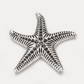 Tibetan Style Alloy Cabochon Rhinestone Settings, Starfish/Sea Stars, Cadmium Free & Lead Free