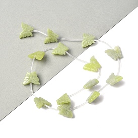 Натуральное сливочное масло нефрита бисер нитей, бабочка, с пластиковыми трубчатыми бусинами