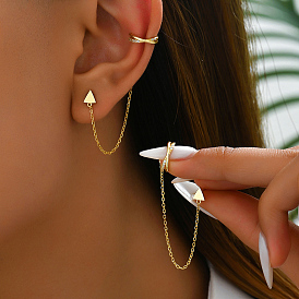 Boucles d'oreilles à tige et manchette en argent sterling avec triangle géométrique