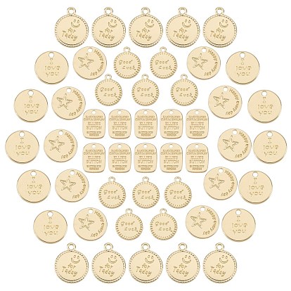 50Pcs 5 Style Rack Plating Alloy Charms, Cadmium Free & Lead Free, Mixed Shapes