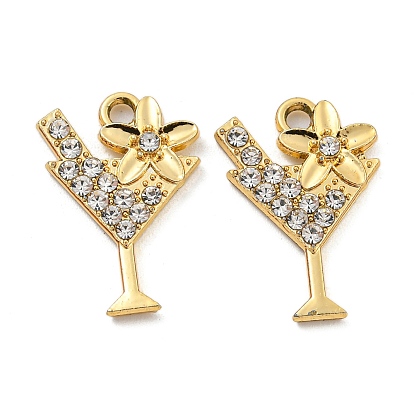 UV Plating Alloy Rhinestone Pendants, Cup