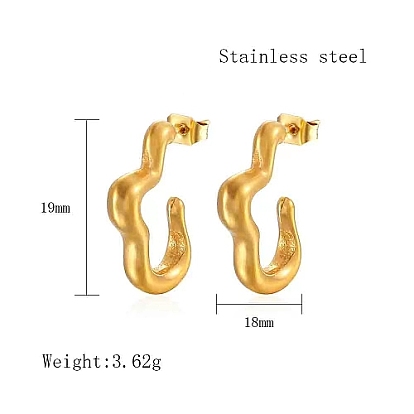 304 Stainless Steel Stud Earrings, Half Hoop Earrings, Cloud