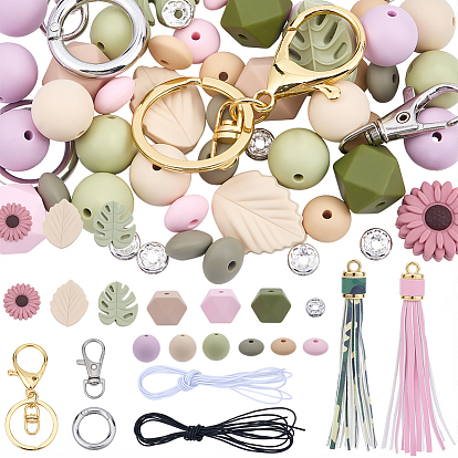 Наборы для самостоятельного изготовления брелоков, включают силиконовые фокусные бусины, металлический брелок с застежкой в виде клешни омара, шарнирные застежки-клешни, пружинное кольцо ворот, искусственная кожа большие подвески с кисточками