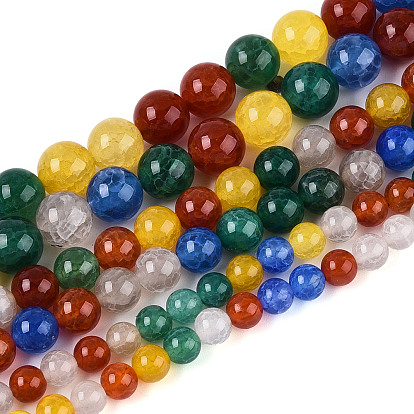 Природные треск агат бисер нитей, окрашенные, круглые