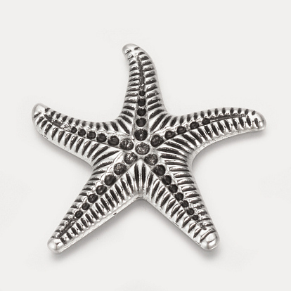 Tibetan Style Alloy Cabochon Rhinestone Settings, Starfish/Sea Stars, Cadmium Free & Lead Free