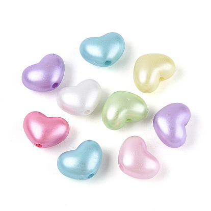 Непрозрачные бусины из абс-пластика, имитации жемчуга, сердце