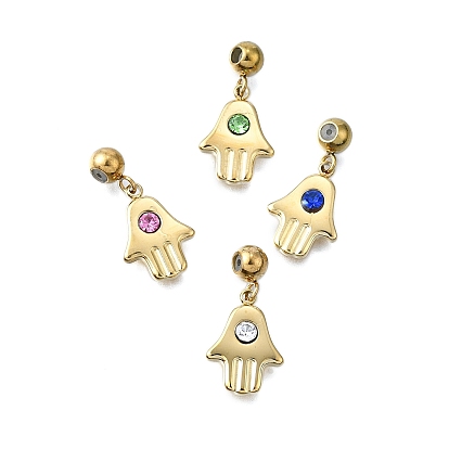 304 кулон из нержавеющей стали, ионное покрытие (ip), со стразами и силиконом внутри, ладонь