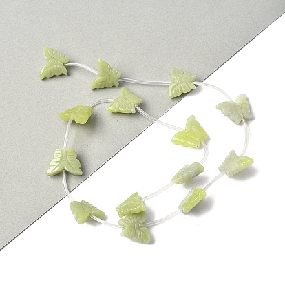 Натуральное сливочное масло нефрита бисер нитей, бабочка, с пластиковыми трубчатыми бусинами