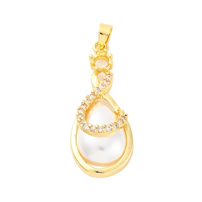 Латунные микро проложить кубического циркония подвески, слезинки, с ABS имитации жемчуга, стойки покрытие, долговечный, без свинца и без кадмия