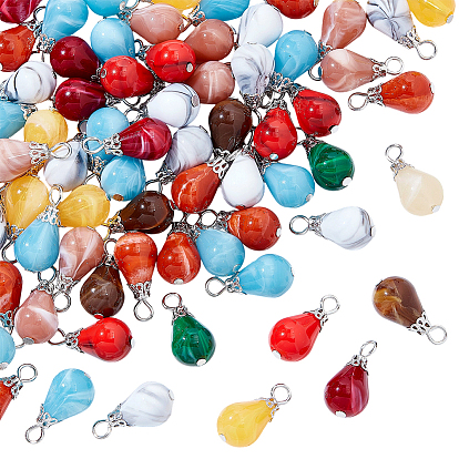 100шт. Акриловые подвески с имитацией драгоценных камней, слеза, с железными петлями