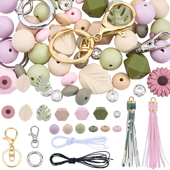 Наборы для самостоятельного изготовления брелоков, включают силиконовые фокусные бусины, металлический брелок с застежкой в виде клешни омара, шарнирные застежки-клешни, пружинное кольцо ворот, искусственная кожа большие подвески с кисточками