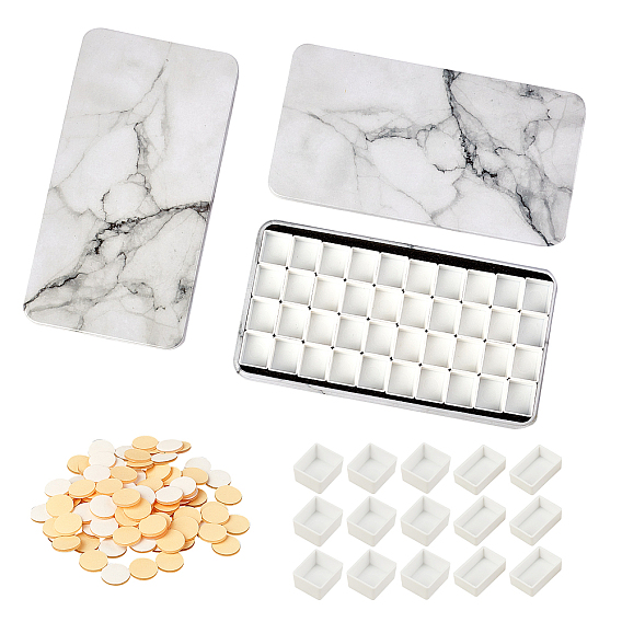 Ящик для хранения белой жести с губкой, пластиковые пустые емкости для акварельной краски и двухсторонний клей