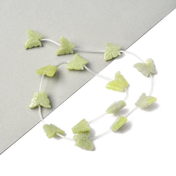 Натуральное сливочное масло нефрита бисер нитей, бабочка, с пластиковыми трубчатыми бусинами