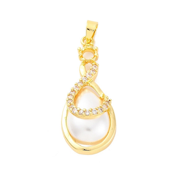 Латунные микро проложить кубического циркония подвески, слезинки, с ABS имитации жемчуга, стойки покрытие, долговечный, без свинца и без кадмия