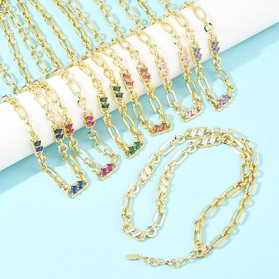 7 мм латунная цепочка с фиаро и инкрустацией кубическим цирконием, без кадмия и без свинца, стойки покрытие, долговечный, реальный 18 k позолоченный