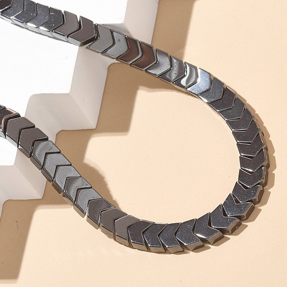 Стрелка синтетические немагнитные гематитовые бусины ожерелья, Сплав с магнитными застежками, серые