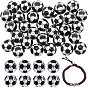 30Pcs Tibetan Style Alloy European Beads, Football, Large Hole Beads