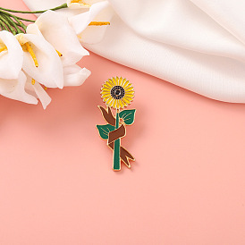 Sunflower Brooch Pin for Graduation Gift, Metal Badge with Plant Flower Design