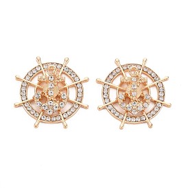 Cabujones de diamantes de imitación de aleación de chapado en rack, sin plomo y cadmio, la luz de oro, ancla giratoria/timón