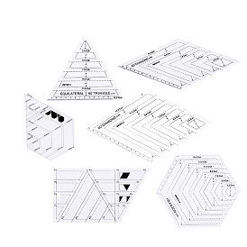 Regla de acolchado de acrílico, trapezoide/triángulo de 60 grados/hexágono/diamante de 60 grados/diamante de 45 grados/plantillas de forma de diamante, herramientas de bricolaje transparente costura costura artesanía regla diy