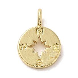 Brass Pendants, Flat Round with Compass