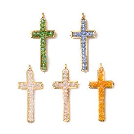 Стеклянные подвески, крест прелести, с подвесками из сплава и медной проволокой, граненые