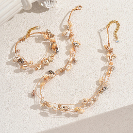 Набор из нескольких браслетов и ожерелий в стиле бохо для женщин, комплекты ювелирных изделий из латуни