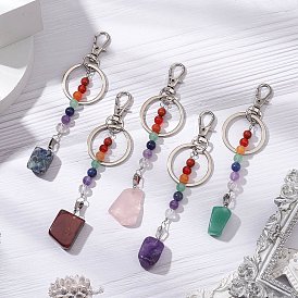 Брелок с самородками драгоценных камней, с железными разрезными брелоками, сплав поворотный Lobster Claw застежками