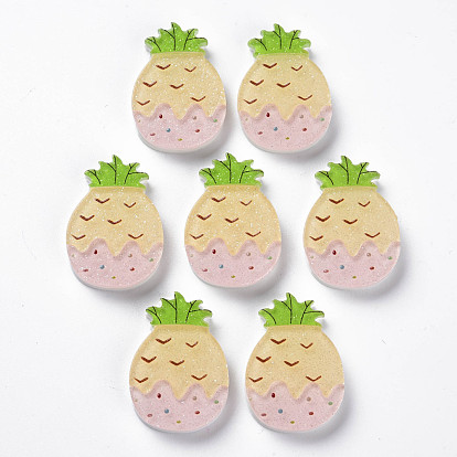 Cellulose Acetate(Resin) Cabochons, with Glitter Powder, Pineapple