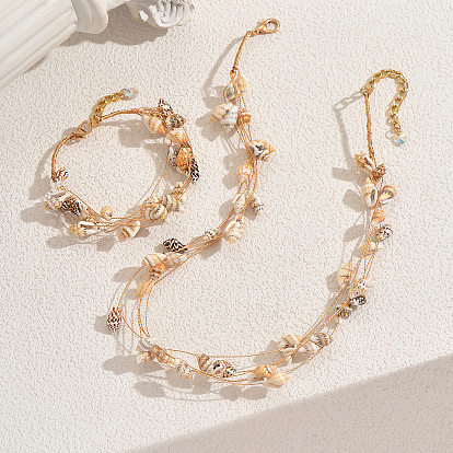 Набор из нескольких браслетов и ожерелий в стиле бохо для женщин, комплекты ювелирных изделий из латуни