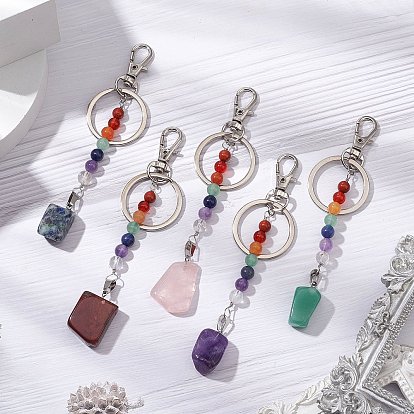 Брелок с самородками драгоценных камней, с железными разрезными брелоками, сплав поворотный Lobster Claw застежками