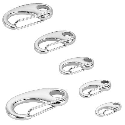 6pcs 6 style 304 fermoir porte-clés à pression en acier inoxydable