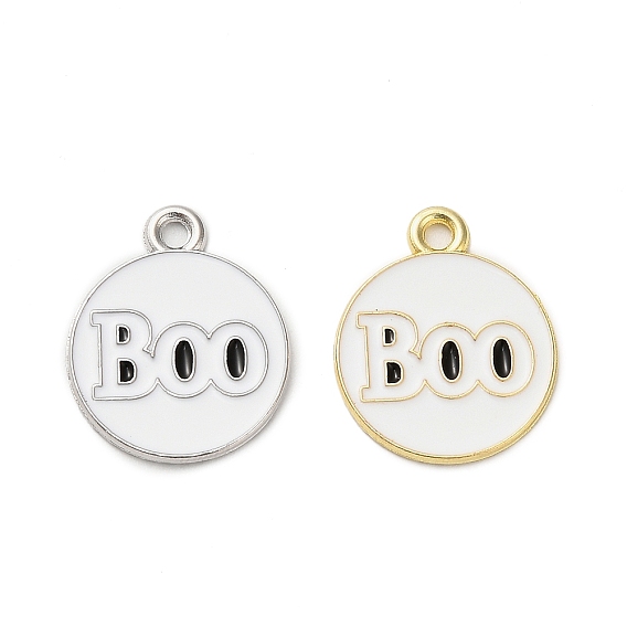 Подвески из эмали и сплава, плоский круглый с подвеской в виде слова «бу»