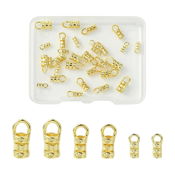 30шт. 3 стили латунный конец шнура, заглушки с отверстием, принадлежности для изготовления сумок и тканей, колонка