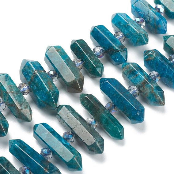 Perles naturelles apatite brins, facette, avec des perles de rocaille, balle