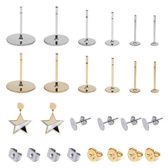 304 Stainless Steel Stud Earring Findings, Flat Round