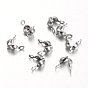 Stainless Steel Bead Tips, Calotte Ends, Clamshell Knot Cover, 7x4mm, Hole: 1mm, Inner: 3mm