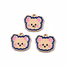 Alloy Spray Painted Enamel Pendants, Cadmium Free & Lead Free, Bear