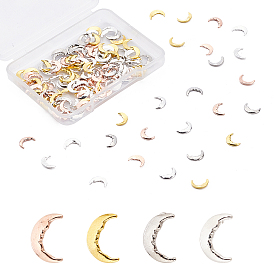 Olycraft Alloy Cabochons, Nail Art Decoration Accessories for Women, Moon, Platinum & Golden & Rose Gold & Silver Color Plated