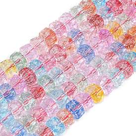 Прозрачные стеклянные бусмины кракле, рондель, граненые