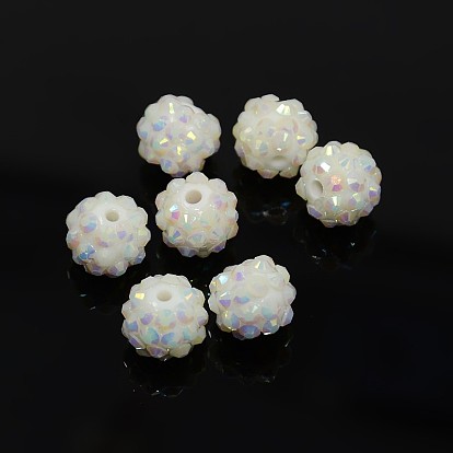 Resin Rhinestone Beads, AB Color, Round, Hole: 2mm