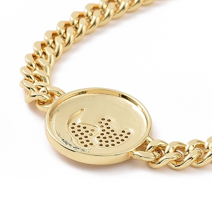 Clear Cubic Zirconia Oval with Butterfly Link Bracelet, Brass Jewelry for Women