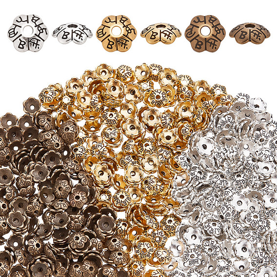 600шт 3 цвета 6-лепестки тибетского сплава колпачки для цветов из бисера, без кадмия и без свинца